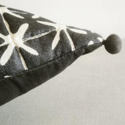 Black, Quilted, Wool & Silk Blend Pillow Cover , Cushion Decorative Accent Throw - thumbnail 3