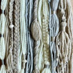Fringed Macrame Wall Hanging, Neutral Boho Decor - thumbnail 2