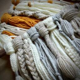 Fringed Macrame Wall Hanging, Neutral Boho Decor - thumbnail 4