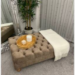 Handmade Footstool Coffee Table Pouffe Bench Chesterfield Naples Fabric - Free Samples - thumbnail 3