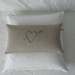 Pillow With Love Or Heart Arrow Embroidery Made Of Linen Cotton - thumbnail 3