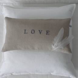 Pillow With Love Or Heart Arrow Embroidery Made Of Linen Cotton - thumbnail 2