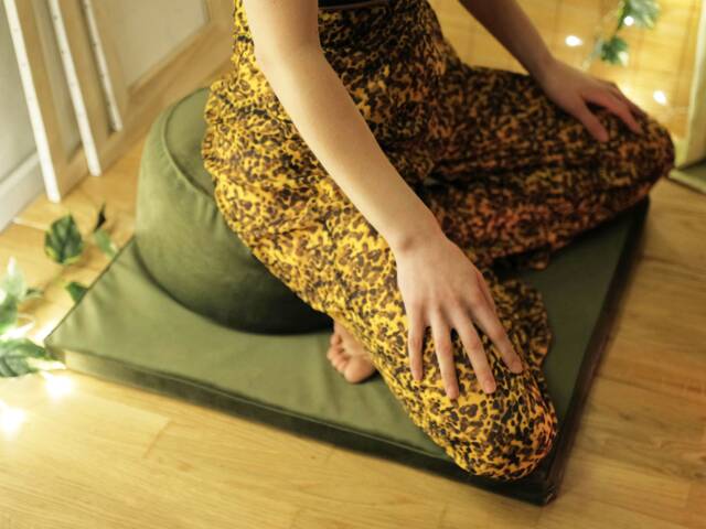 Green Moss Meditation Cushion Set - Luxury Velvet Zabuton & Zafu With Organic Buckwheat Hulls Fill - Mindful Yoga Gift - image 1