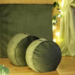 Green Moss Meditation Cushion Set - Luxury Velvet Zabuton & Zafu With Organic Buckwheat Hulls Fill - Mindful Yoga Gift - thumbnail 3