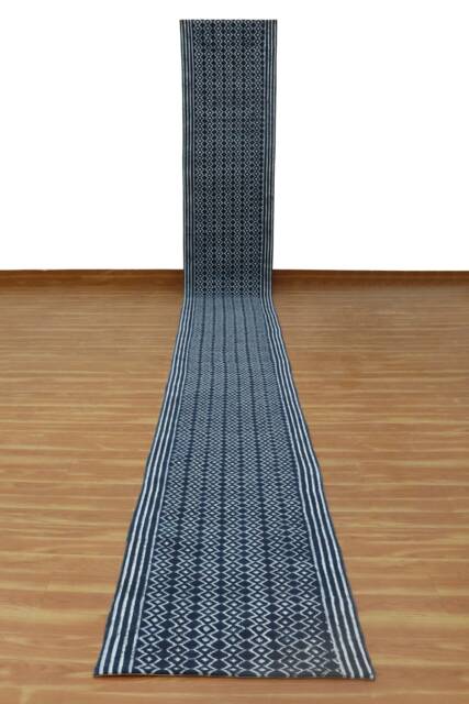 Hand Block Printed Cotton Runner Rug, Indian Hallway Rug - image 1