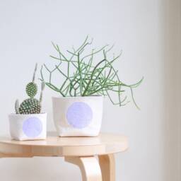 Lavender Dot Fabric Planter, Medium 4 - thumbnail 2