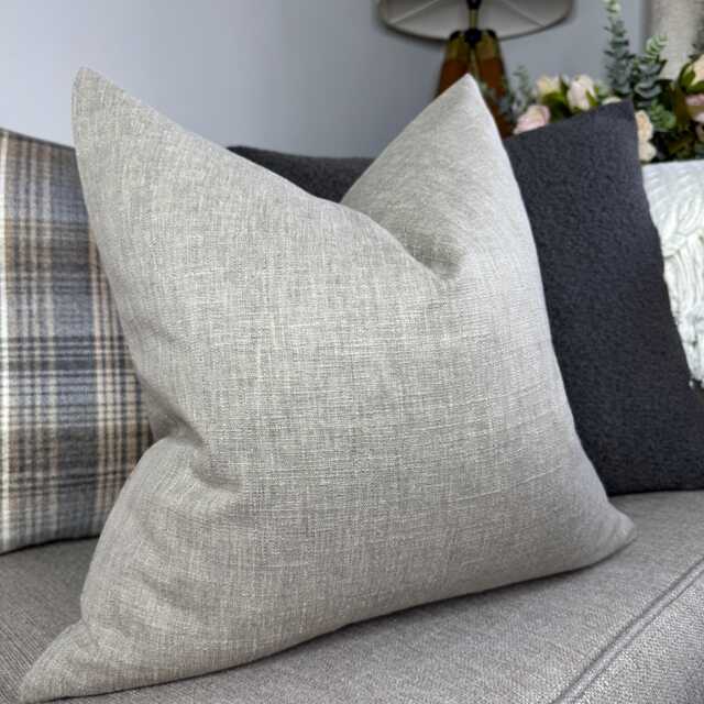 Handmade Taupe Pillow Cover - Double Sided Cushion Cotton Fabric By John Lewis & Partners - image 1