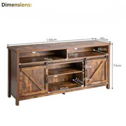 Sliding Barn Door Tv Stand 150cm Farmhouse Entertainment Console With Storage - thumbnail 4