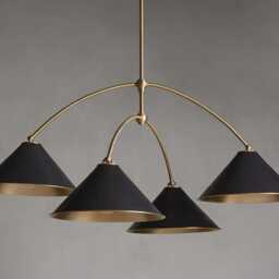 Mid-Century Modern Brass Chandelier, 4-Arm Sputnik Style - thumbnail 2