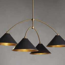 Mid-Century Modern Brass Chandelier, 4-Arm Sputnik Style - thumbnail 3