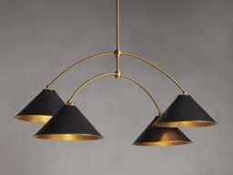 Mid-Century Modern Brass Chandelier, 4-Arm Sputnik Style - thumbnail 1