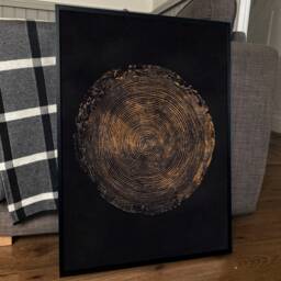 Gold Larch Tree Ring Print Large Wabi Sabi Wall Art - thumbnail 1