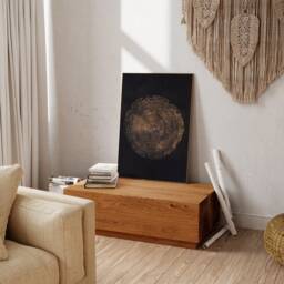 Gold Larch Tree Ring Print Large Wabi Sabi Wall Art - thumbnail 3