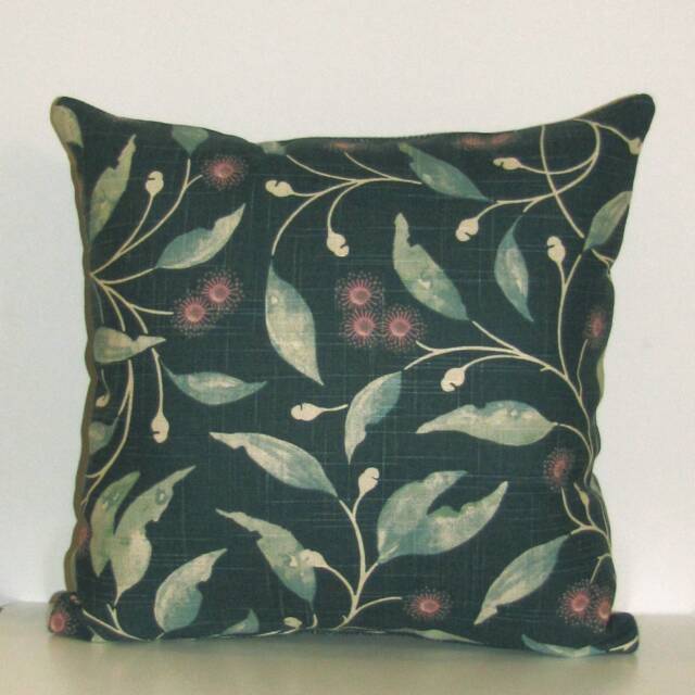 Hepburn Linen Cushion Cover, Australian Botanical, Deep Teal Colouring - image 1