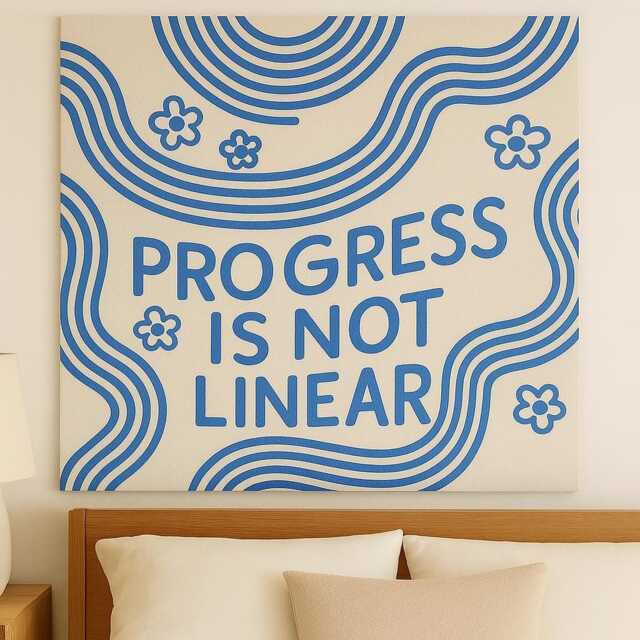 Progress Is Not Linear Tapestry Inspirational Mental Health Wall Art - image 1