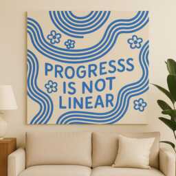 Progress Is Not Linear Tapestry Inspirational Mental Health Wall Art - thumbnail 3