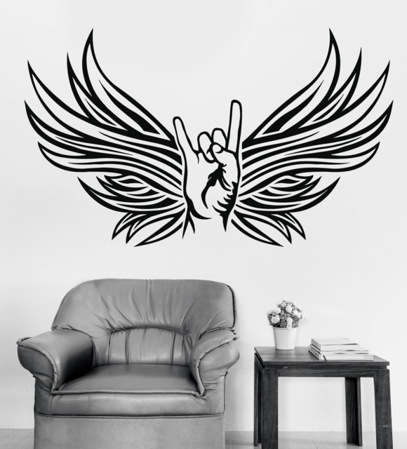 Wall Vinyl Decal Rocker Hand Sign Goat Fan Of Rock & Heavy Metall Music 2520Dn - image 1