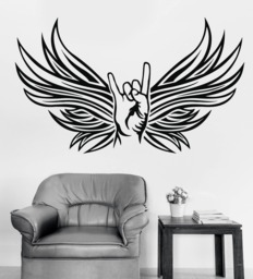 Wall Vinyl Decal Rocker Hand Sign Goat Fan Of Rock & Heavy Metall Music 2520Dn - thumbnail 1