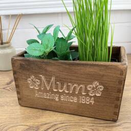 Personalised Pot Planter For Mum - Handcrafted Indoor Wooden Gift Mother Mother's Day - thumbnail 2