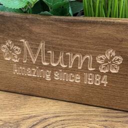 Personalised Pot Planter For Mum - Handcrafted Indoor Wooden Gift Mother Mother's Day - thumbnail 3