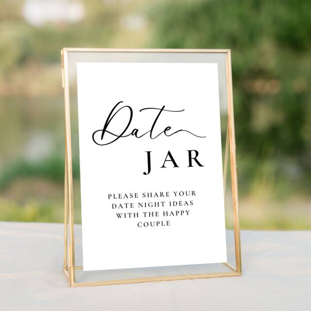 Date Jar, Share Your Night Ideas - Wedding Sign, Unique Idea, Modern Guest Book A5 Small Fun - image 1