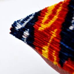 Orange Handloom Silk Velvet Ikat Pillow Cover - thumbnail 3