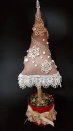Handmade, Vintage, Victorian, Embellished Shabby Chic Stuffed Table Top Christmas Tree - thumbnail 1