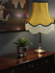 Traditional Antique Gold Fabric Lampshade Handmade For Table & Floor Standard Lamp Bases, Wall Light Fixtures, Ceiling Fittings - thumbnail 1