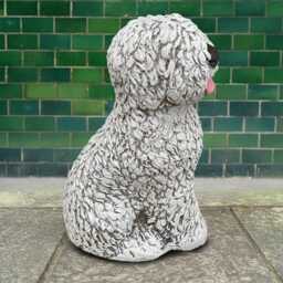 Concrete English Dog Statue Stone Shaggy Pet Figurine Outdoor Garden Sculpture Cement Sheepdog Ornament Handmade Yard Decor Dog Lover Gift - thumbnail 2