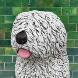 Concrete English Dog Statue Stone Shaggy Pet Figurine Outdoor Garden Sculpture Cement Sheepdog Ornament Handmade Yard Decor Dog Lover Gift - thumbnail 4