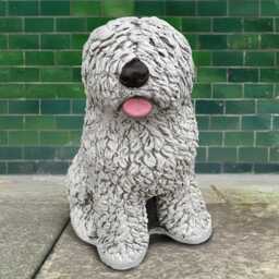 Concrete English Dog Statue Stone Shaggy Pet Figurine Outdoor Garden Sculpture Cement Sheepdog Ornament Handmade Yard Decor Dog Lover Gift - thumbnail 3