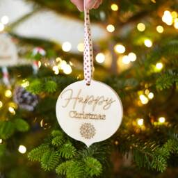 Personalised Christmas Bauble Birch Plywood Ornament, New Home Gift - thumbnail 2