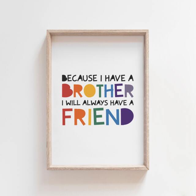 Brother Best Friends Print, Boys Nursery Prints, Colourful Bedroom Big Bro, Lil Rainbow Wall Art, Twin Decor - image 1