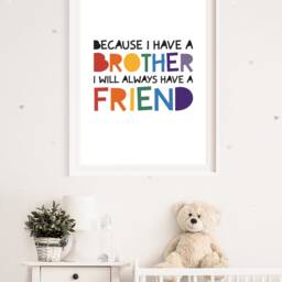Brother Best Friends Print, Boys Nursery Prints, Colourful Bedroom Big Bro, Lil Rainbow Wall Art, Twin Decor - thumbnail 2