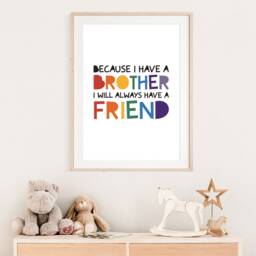 Brother Best Friends Print, Boys Nursery Prints, Colourful Bedroom Big Bro, Lil Rainbow Wall Art, Twin Decor - thumbnail 3