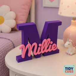 Custom 18cm Initial Letter Name Sign - Personalised Kids Room Decor Free Standing Display For Nursery Mountable Wall Art - thumbnail 1