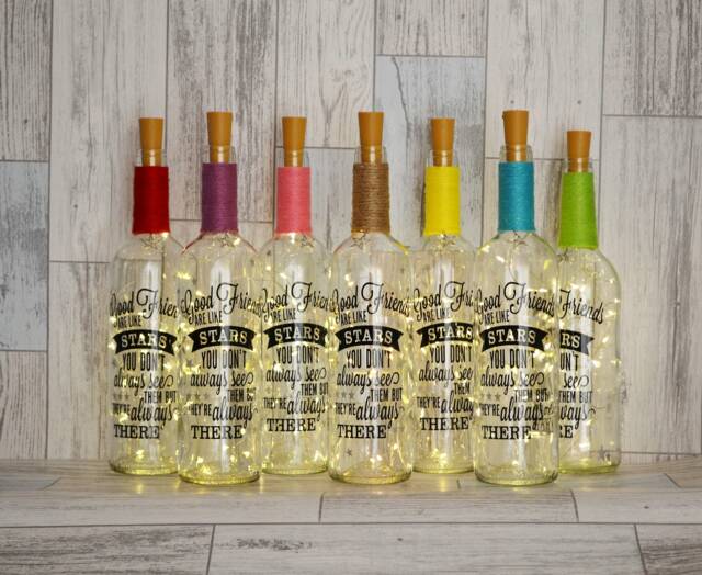 Friends Quote Wine Bottle Light Fairy Lights, Star Charm - image 1