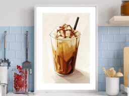 Iced Coffee - Wall Print Art Lover Latte Cafe Drink Kitchen Gift Idea Bespoke Poster A5 A4 A3 Framed Or Unframed - thumbnail 1