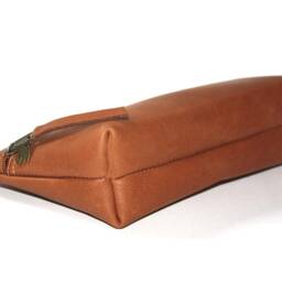 Leather Pencil Case Large Red-Brown 100% Case Pencil Red-Brown - thumbnail 4