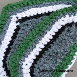 Irish Hexagon Crocheted Rag Rug, Eco Friendly, Washable, Green Color, Durable, Bath Mat, Kitchen, Home Decor, Houndstooth, Luck Of The Irish - thumbnail 4