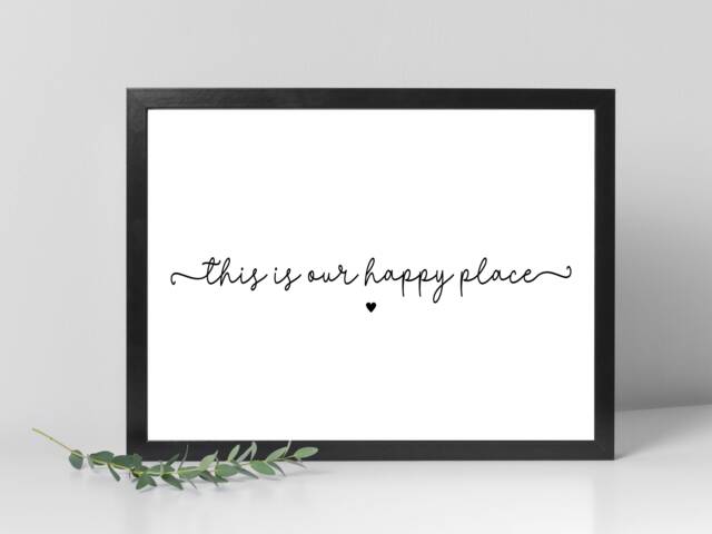 Our Happy Place Wall Print Landscape - Framed Print, Poster Life Quote Home Decor Gift A5 A4 A3 - image 1