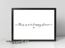 Our Happy Place Wall Print Landscape - Framed Print, Poster Life Quote Home Decor Gift A5 A4 A3 - thumbnail 1