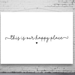 Our Happy Place Wall Print Landscape - Framed Print, Poster Life Quote Home Decor Gift A5 A4 A3 - thumbnail 3