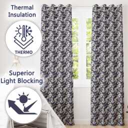 Grey Black Fluid Marble Abstract Swirl Seamless Pattern Readymade Eyelet Ring Top Thermal 100% Blackout Curtains - thumbnail 3
