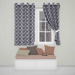 Grey Black Fluid Marble Abstract Swirl Seamless Pattern Readymade Eyelet Ring Top Thermal 100% Blackout Curtains