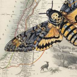 Death's Head Moth Art Print Vintage Map Wall - Digital Download - thumbnail 4