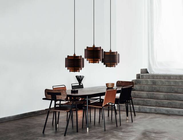 Wood Walnut Pendant Light, Handmade Chandelier, Mid Century Modern Lighting, Unique Custom Design Veneer, Crealdesignstudio - image 1