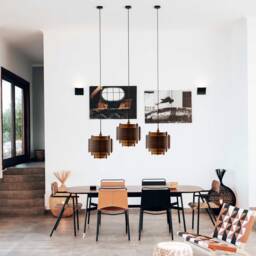 Wood Walnut Pendant Light, Handmade Chandelier, Mid Century Modern Lighting, Unique Custom Design Veneer, Crealdesignstudio - thumbnail 2