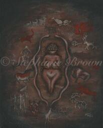 Earth Mother Goddess Art Print Pagan Neolithic Painting - thumbnail 1