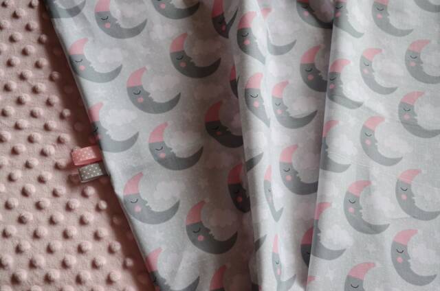Moon Blanket, Pink Minky Baby Blanket, Newborn Shower Gift, Sleeping Moon Blanket - image 1